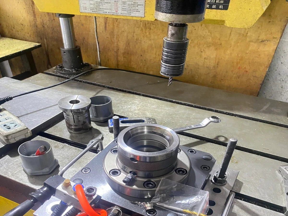 CNC machining workshop floor with precision equipment