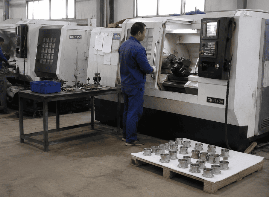 CNC machining centers in operation